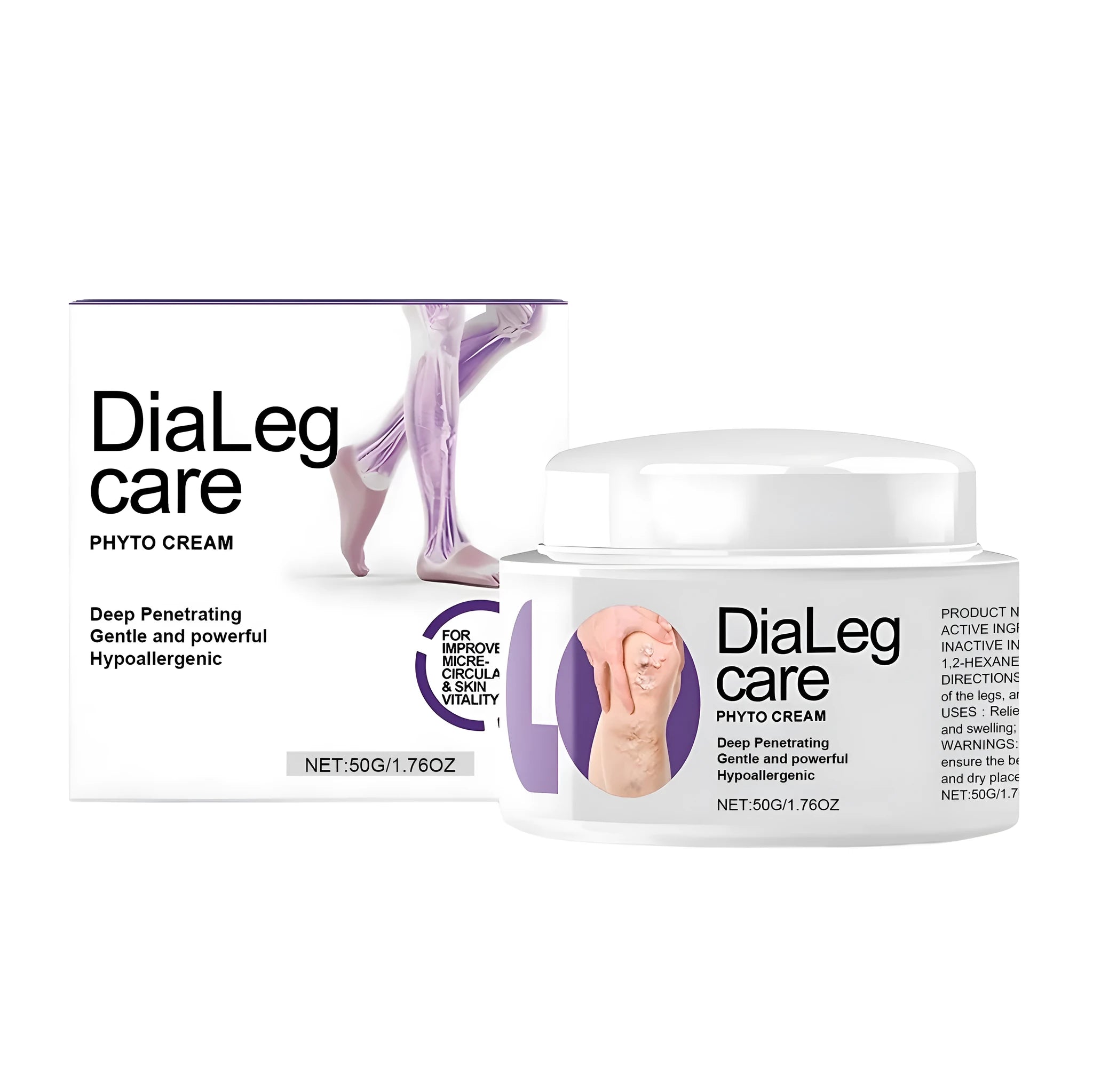 50g tube of varicose vein cream with mint and shea butter ingredients.