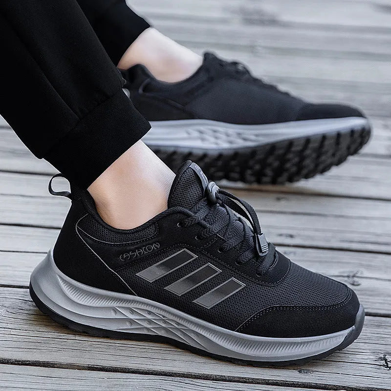 Breathable mesh slip-on casual shoes for men and women with elastic band.
