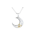 Sun and moon tooth couple necklace with copper pendants on cross chain