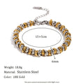 Gold electroplated jewellery set showing geometry-designed earrings, bracelet and necklace on stainless steel