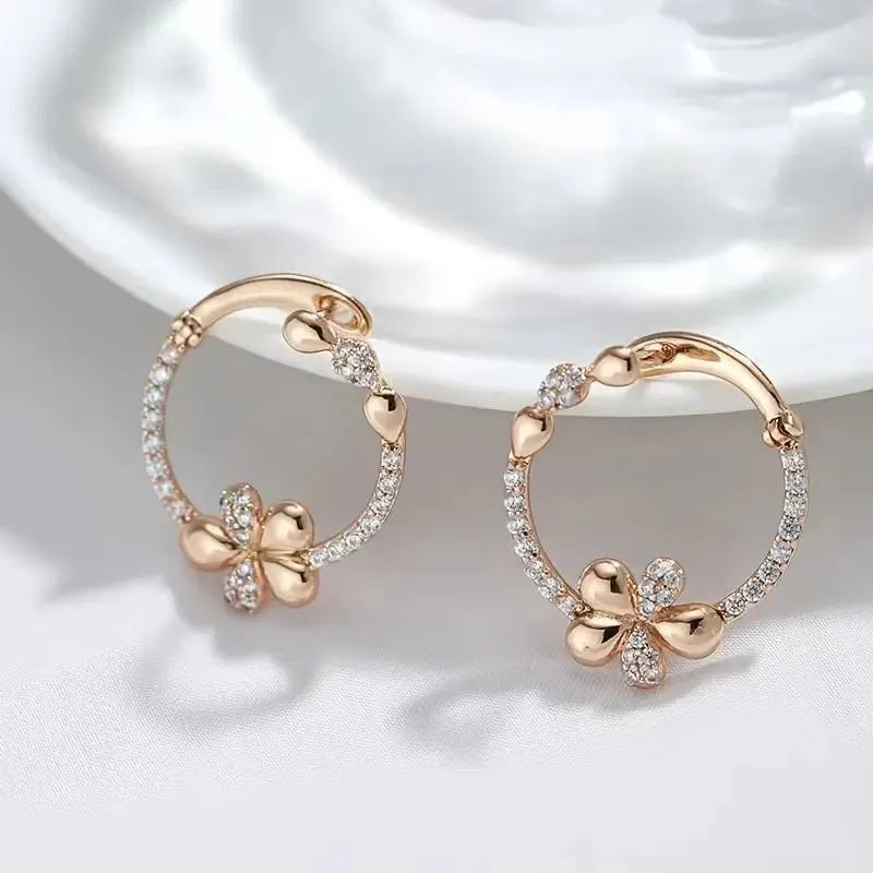 Copper round ring earrings with electroplating finish, geometric shape, colour EK13286-FD-01