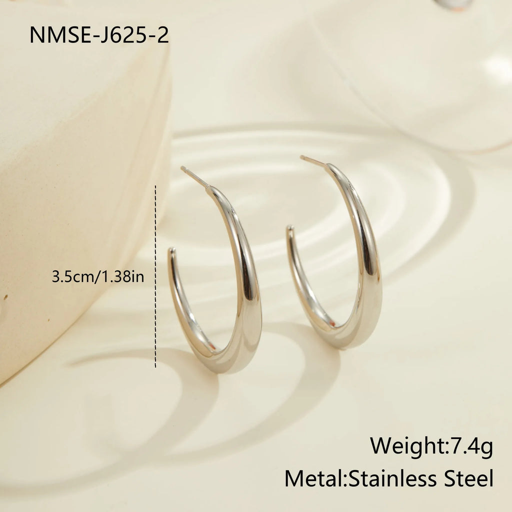 Titanium steel geometric hoop earrings with 18K gold plating in large and small sizes