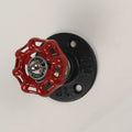 Metal wall hanging hook with water pipe design in choice of black, green, or red finish.