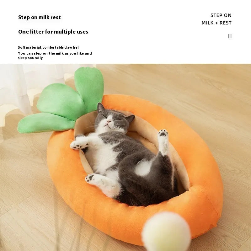 Carrot cartoon patterned double-sided washable cloth pet mat for dogs
