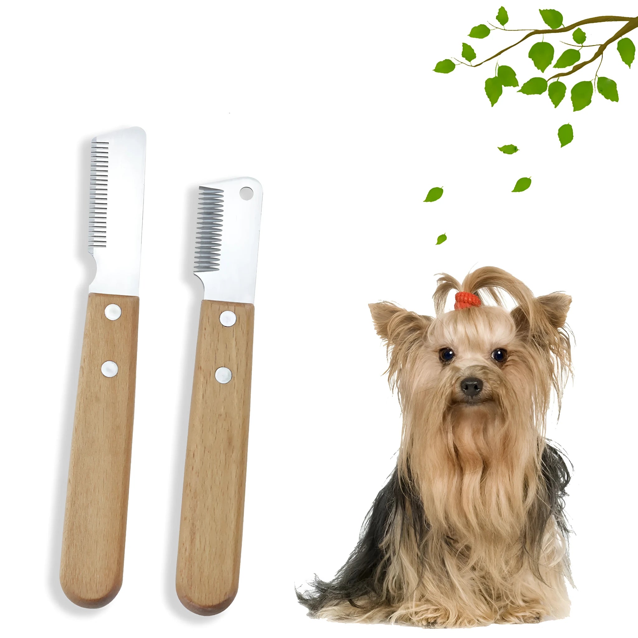 Pet stripping comb grooming tool with wood handle for dogs and cats
