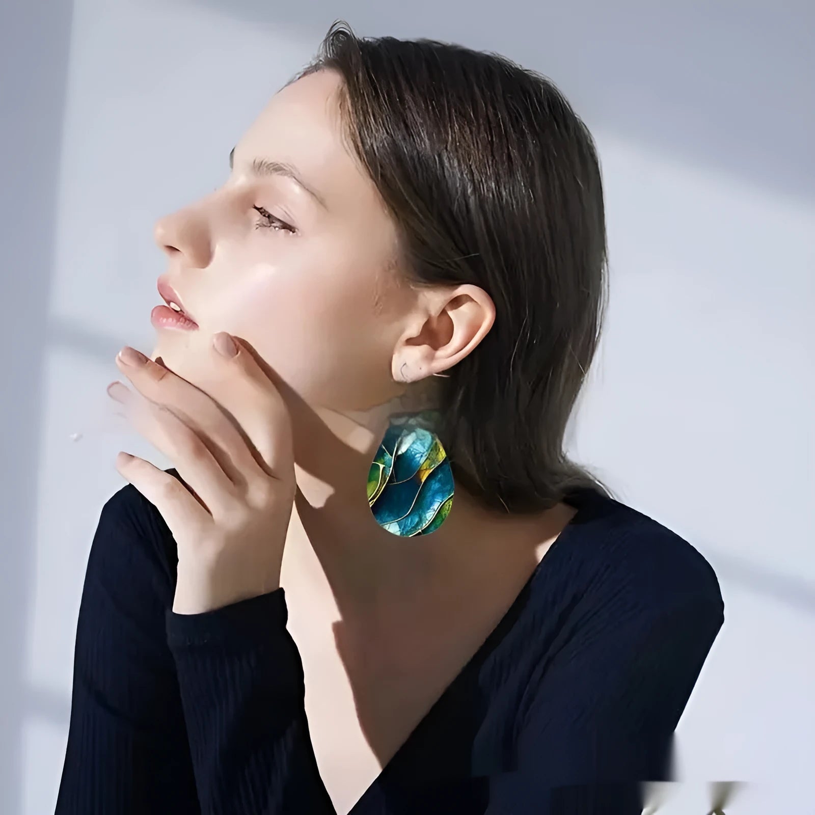 Acrylic flat branch knot drop earrings with printed patterns in multiple style variations