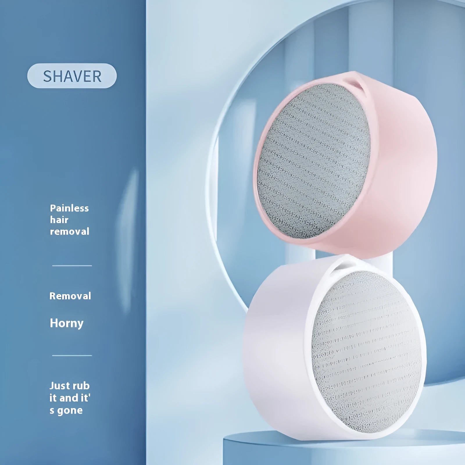 Nano glass epilator and foot grinder 2-in-1 device in plastic construction for body hair removal and foot care.