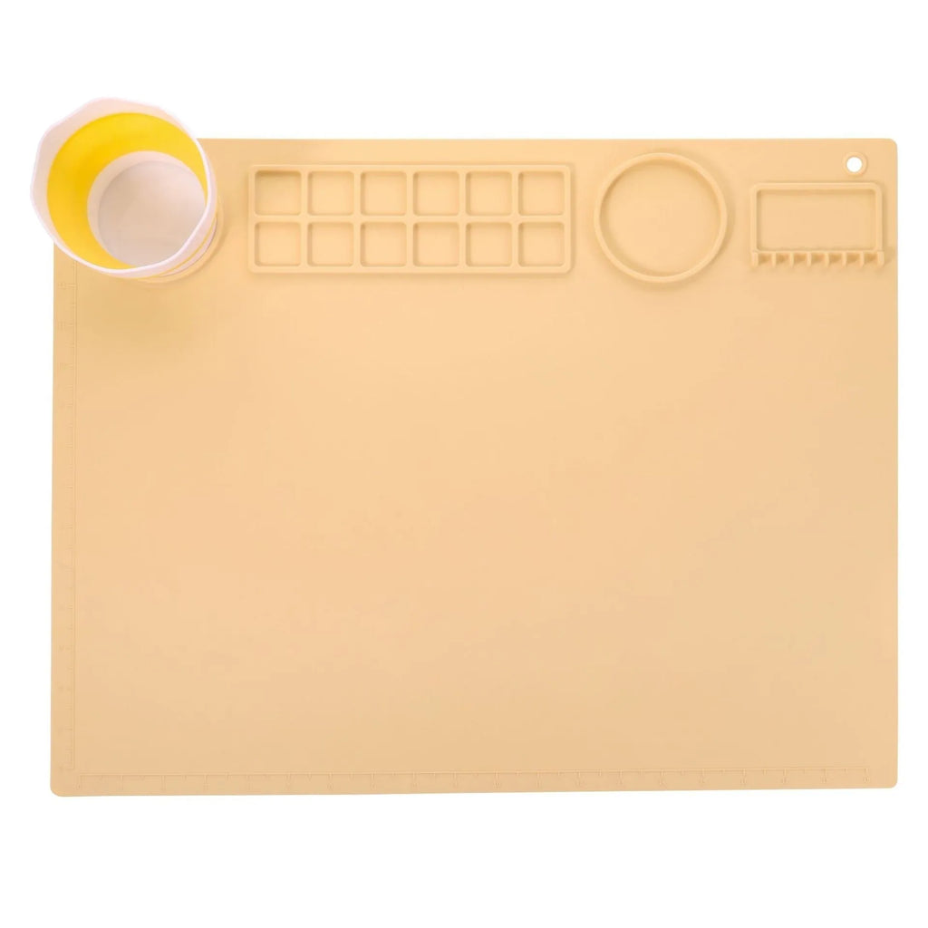 Silicone double bowl painting mat for watercolour and oil painting in various colours