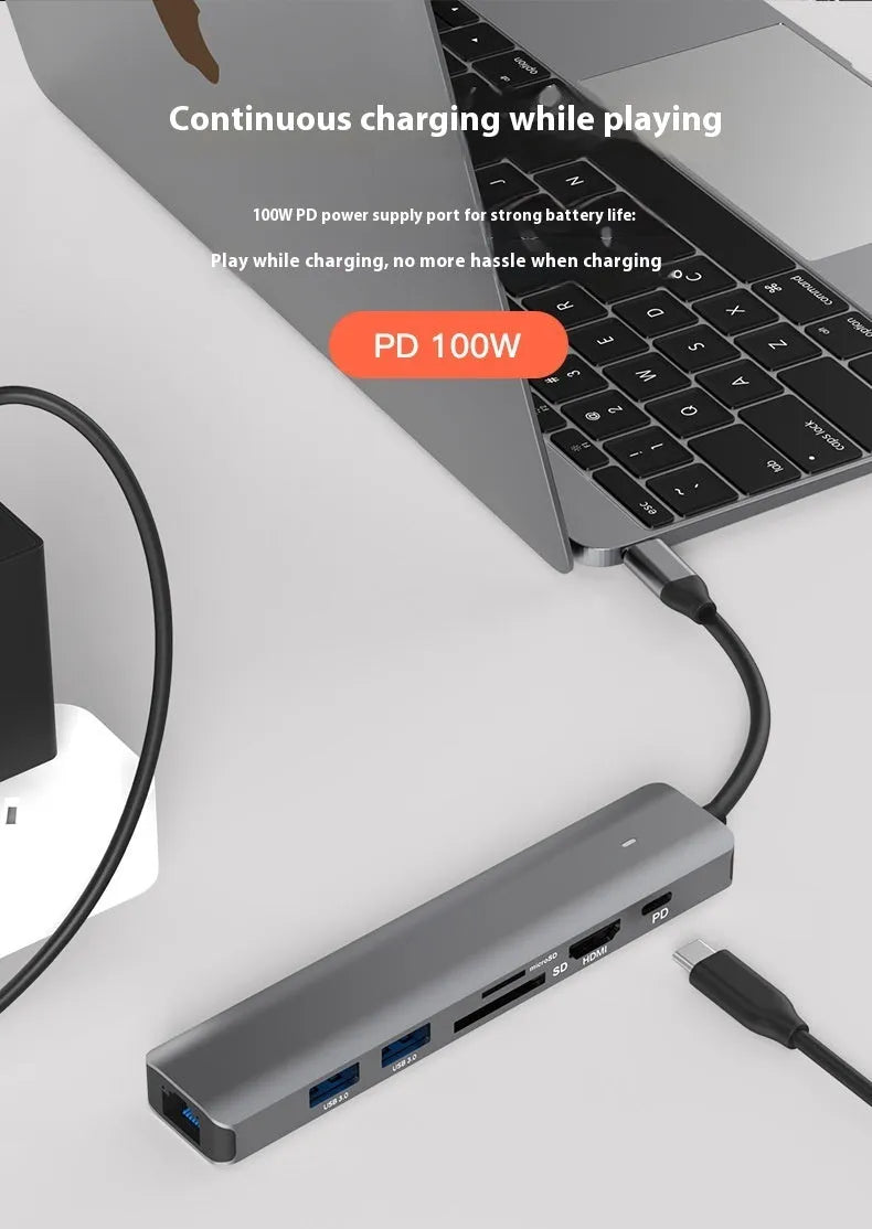 LQT-LH07 7-in-1 portable USB hub and memory card reader for computer connectivity