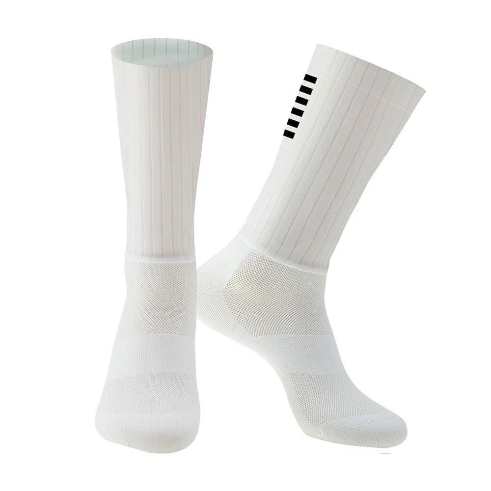 Athletic socks for sports in orange, black, purple, white, grey, and dark blue colours