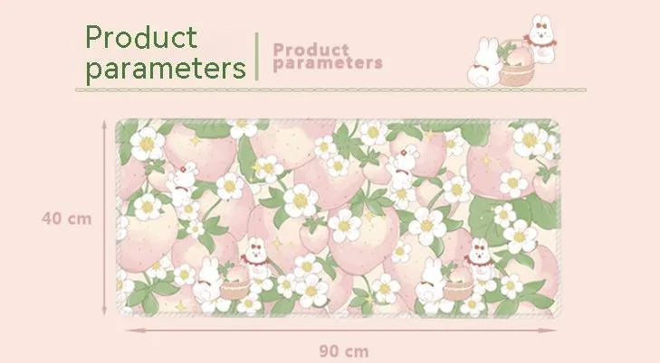 Large floral pattern mouse pad with extended keyboard area on wooden desk