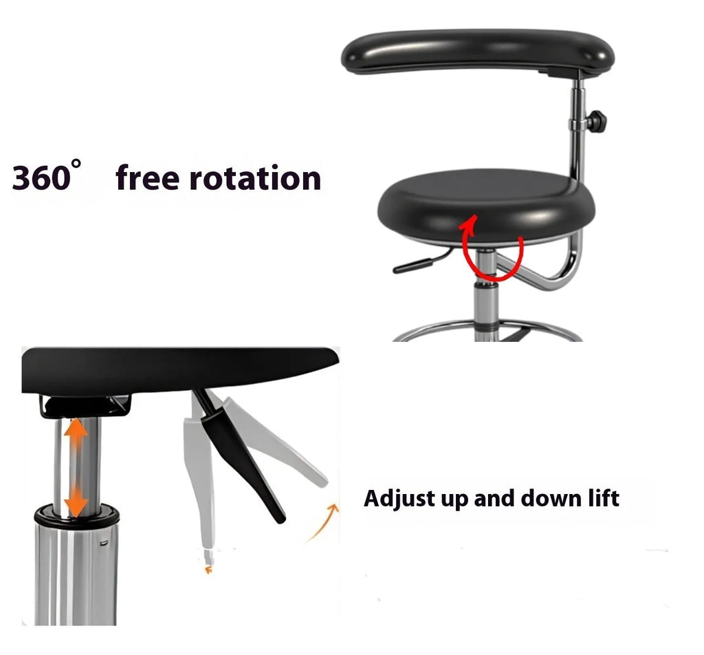 Black leather dental hospital chair with hydraulic height adjustment for clinical environments