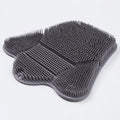 Blue silicone bath massage cushion with textured surface measuring 31 by 32 centimetres