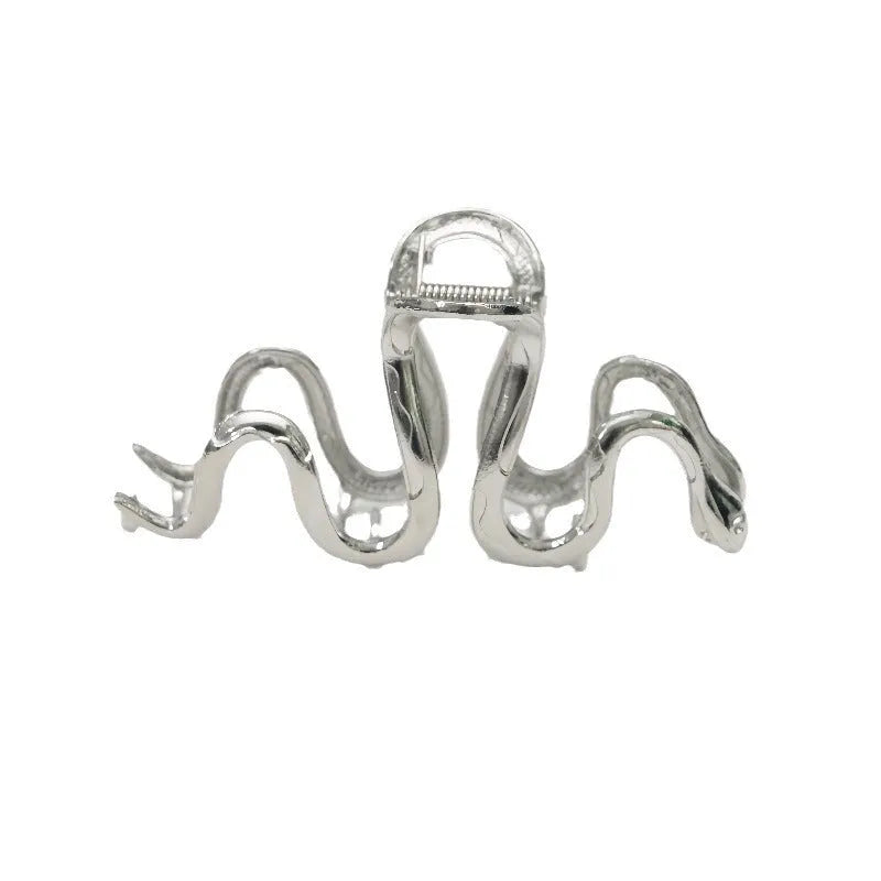 Slytherin serpentine metal hair barrette showing 10.5cm snake design in silver electroplated finish