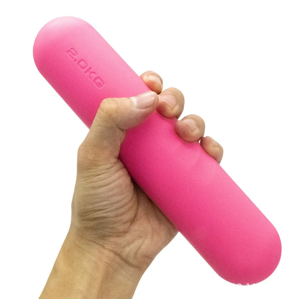 Silicone-edged hand-drawn dumbbell stick in various colours with weight options for fitness training