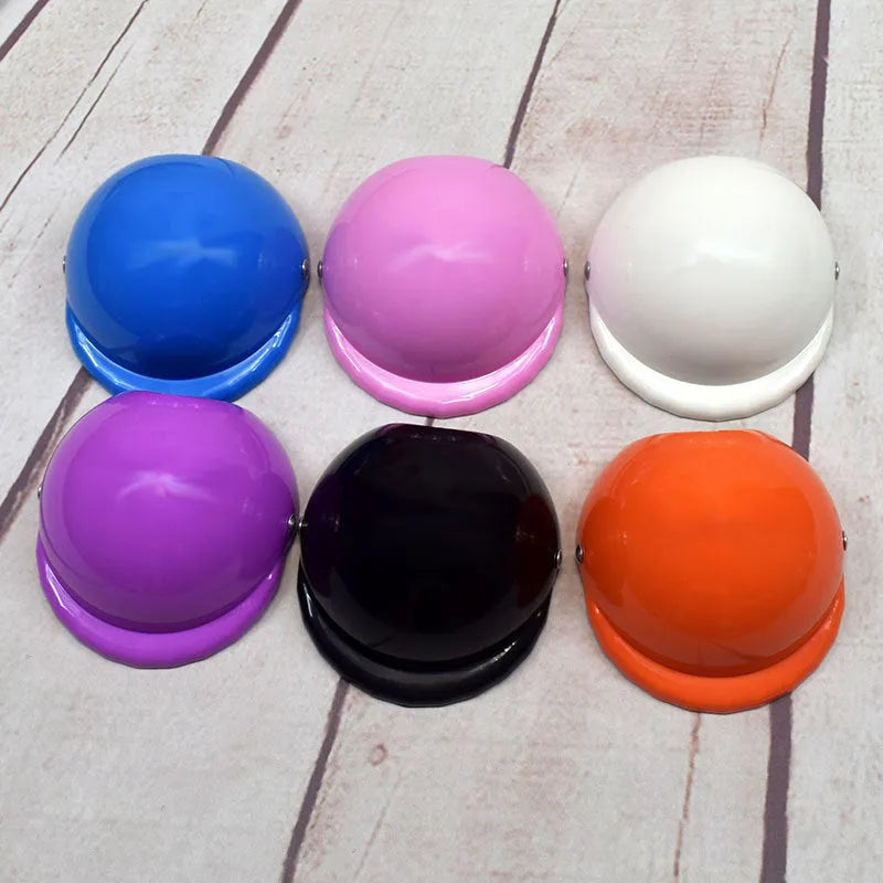 Plastic motorcycle cap helmet for dogs in solid colour with three size options