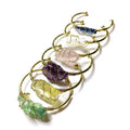 Geometric natural crystal bracelet with gold wire winding in mixed colours