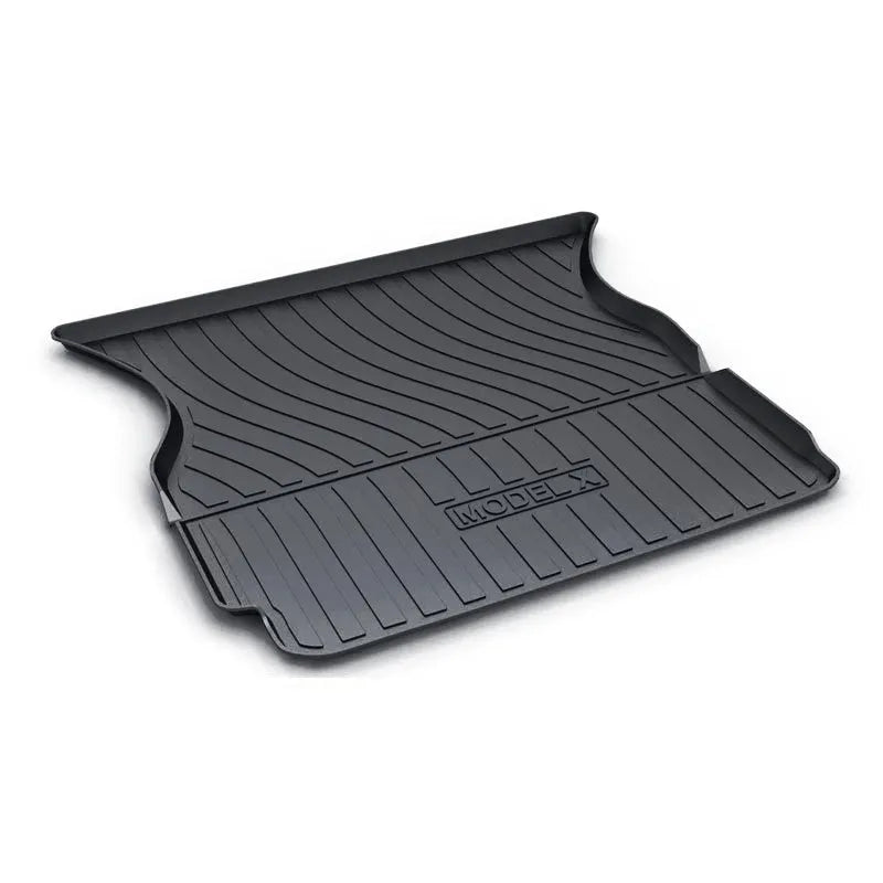 Custom fit rubber and TPE floor mats for Tesla Model 3 Model Y Model S Model X 2023 showing trunk and footwell coverage
