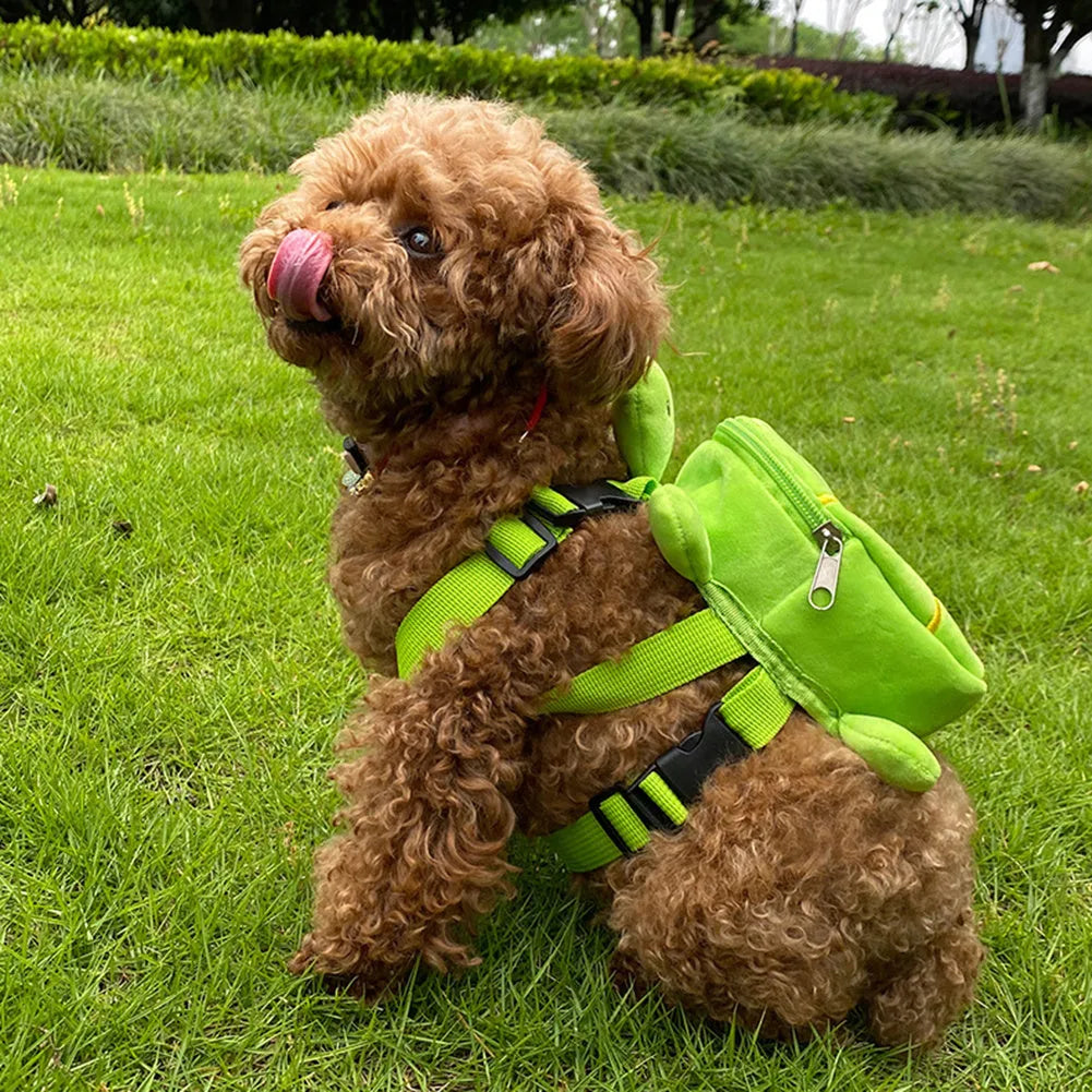 Cartoon turtle shape dog backpack harness vest in velvet material with no-pull design and self carrier function