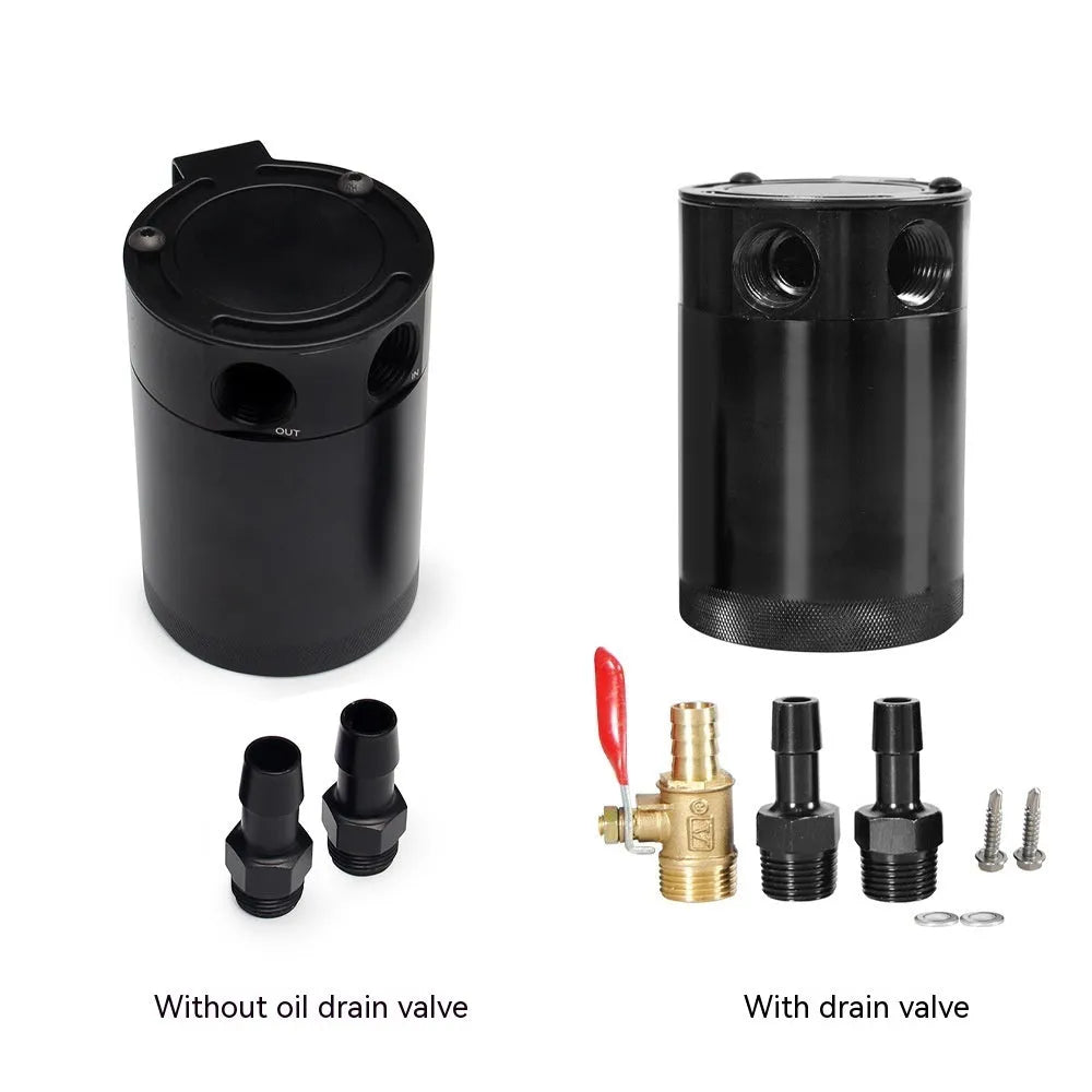 Aluminium automotive oil pot with two-hole design in black or silver
