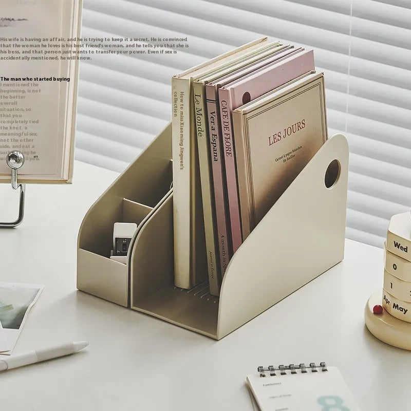 Desktop plastic storage box with two grids for documents and stationery organisation