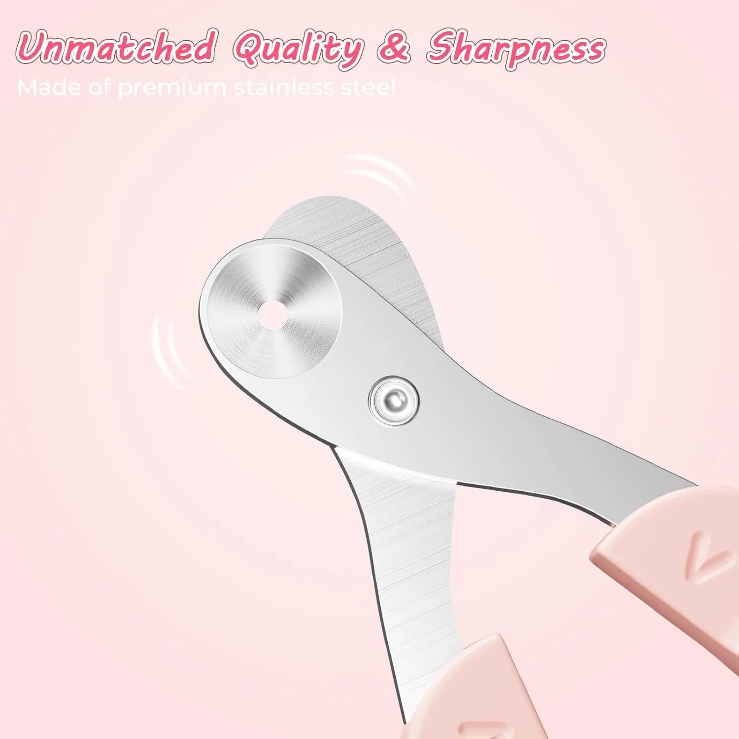 Cat nail clipper with positioning hole and non-slip handle in pink or blue colour