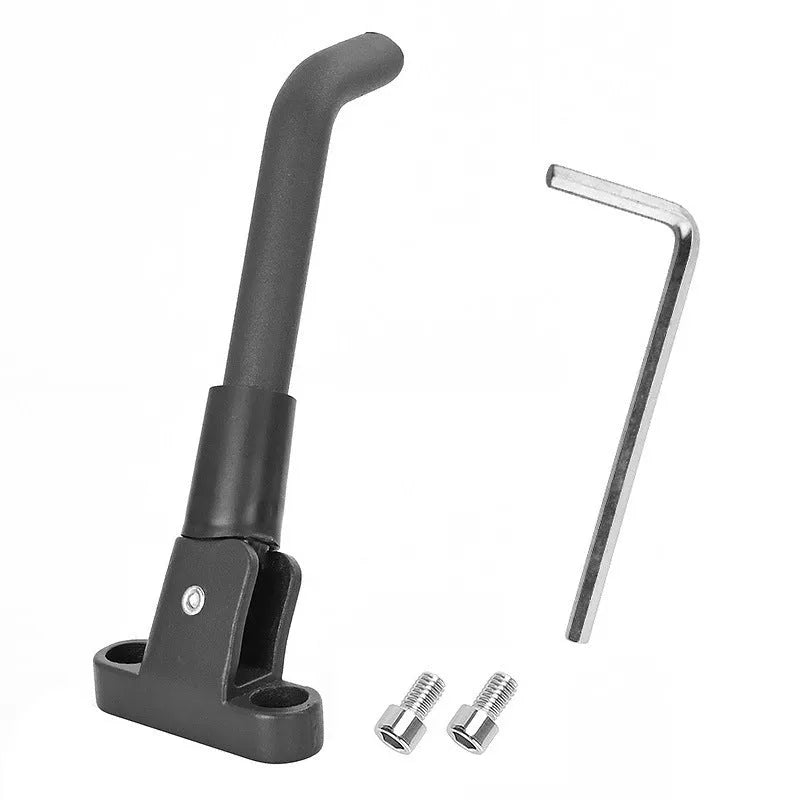 Aluminium alloy electric scooter foot brace accessory in black, white and grey colours with hex wrench