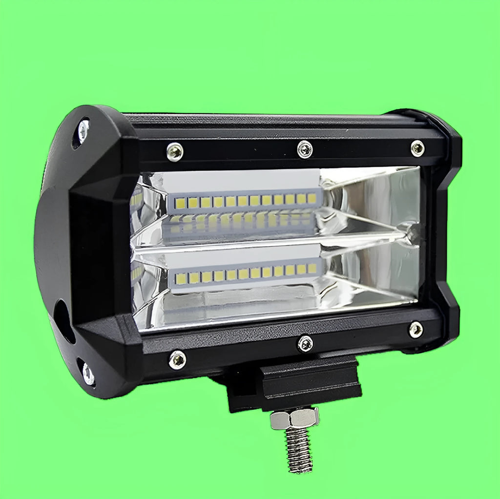 Black 5-inch LED off-road work light with 24 LEDs and a polycarbonate lens.
