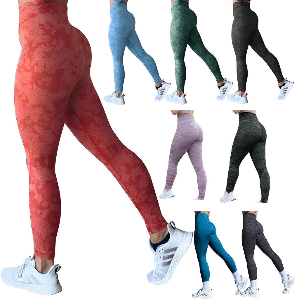Women's push-up booty leggings in camouflage pattern for fitness workouts