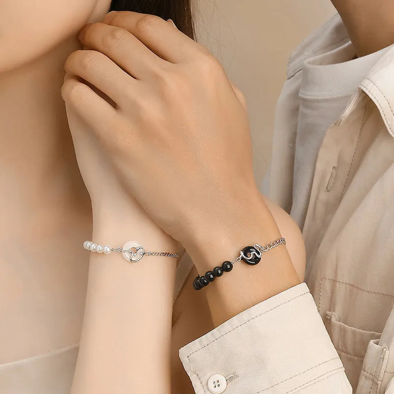 925 sterling silver couple bracelet with snake zodiac design and peace buckle in new Chinese style