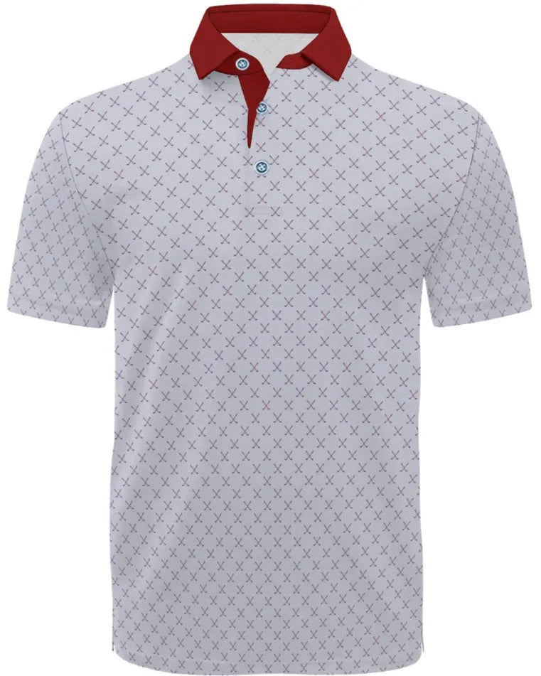 Men's 3D printed short sleeve t-shirt with graphic pattern and zip decoration on a mannequin.