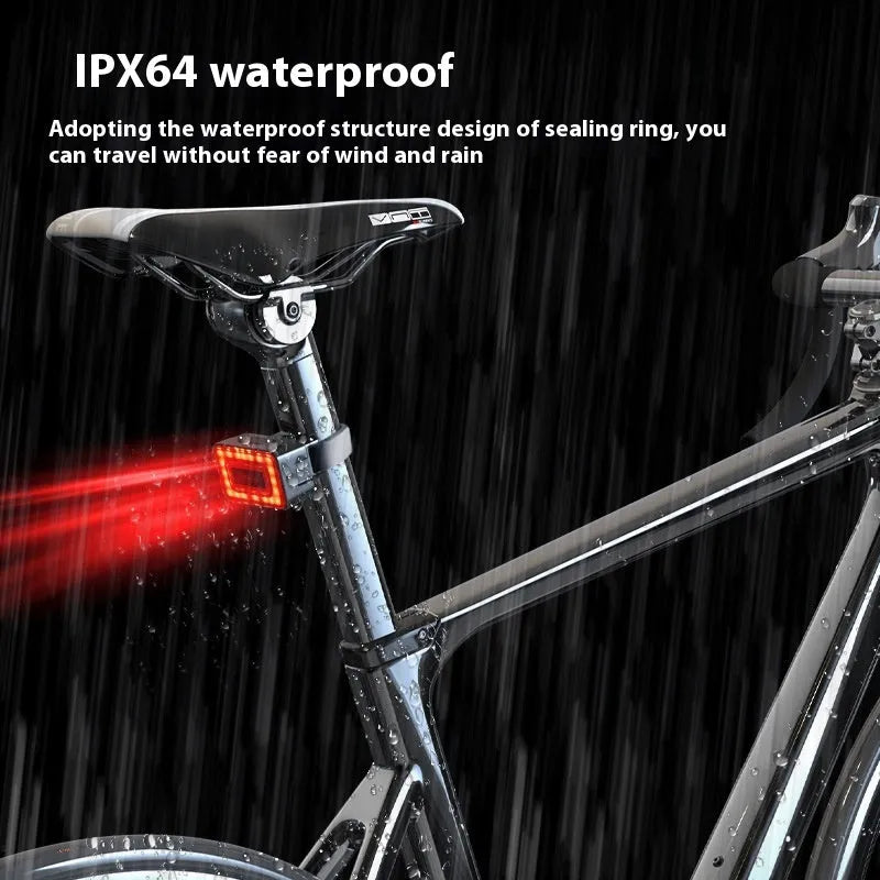 Smart radar bicycle taillight with double bracket mounting and Type-C charging port