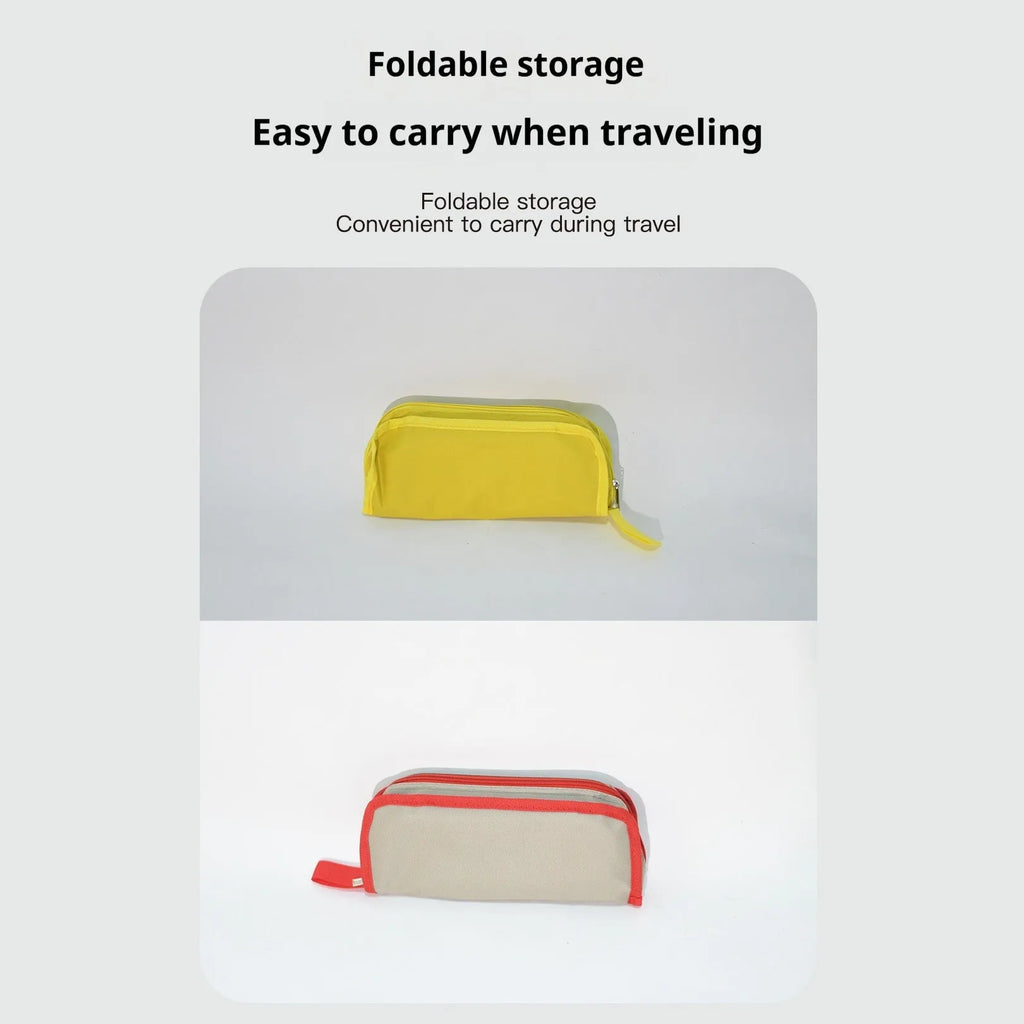 Lightweight foldable outdoor camp stool in oxford cloth, shown in a flat pencil box style.