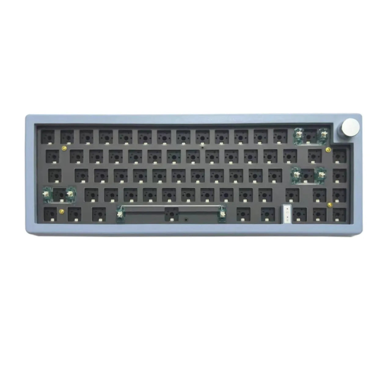 DIY hot-swappable mechanical keyboard kit with RGB lighting and rotary knob in seven colour options