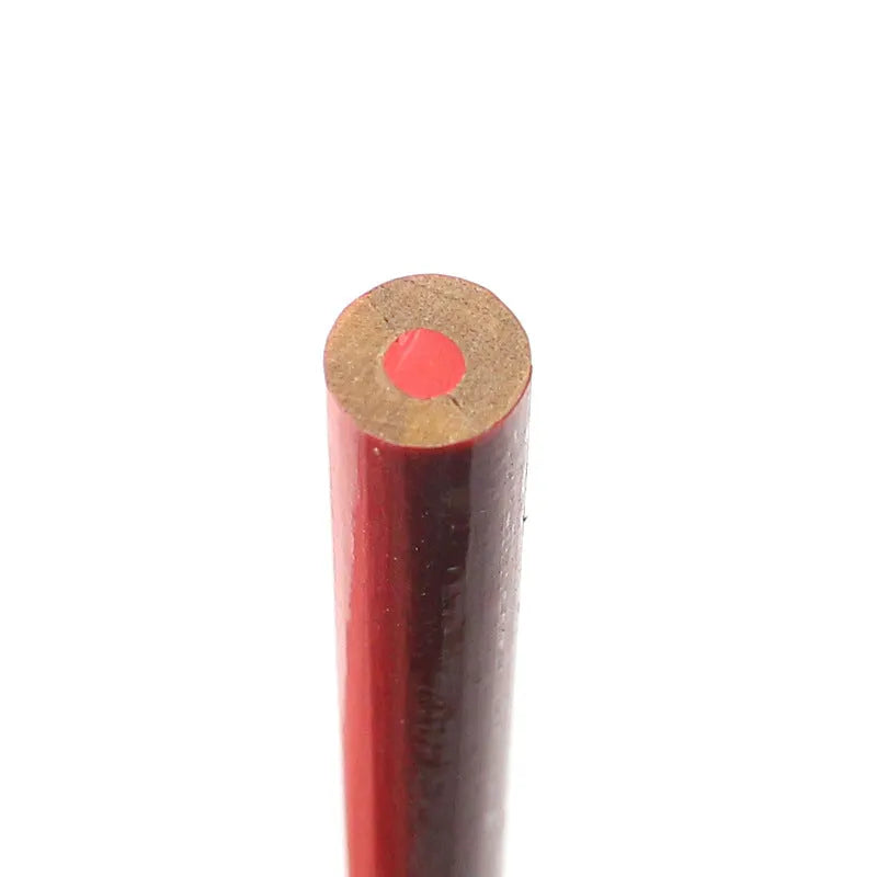 Red and blue wooden carpenter pencils with round barrels in 10-piece set for woodworking marking