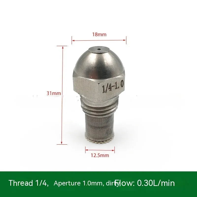 Stainless steel two-point spray nozzle with 1/4 inch thread connection for fine atomisation