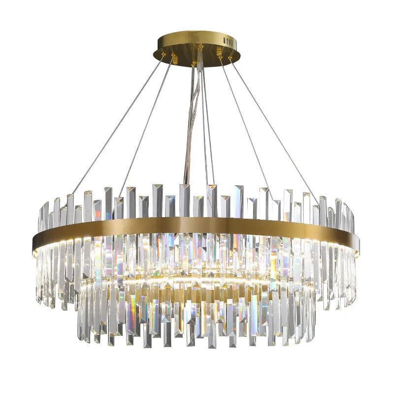 Crystal chandelier ceiling light with fish-shaped multi-head design and adjustable height