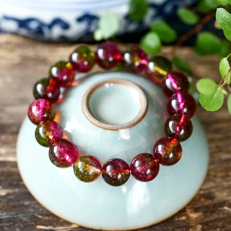 Women's handmade watermelon crystal bracelet in pastoral style with four size options