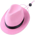 Small pet sun hat in wool felt with denim decoration, 15.5 cm diameter size for dogs or cats