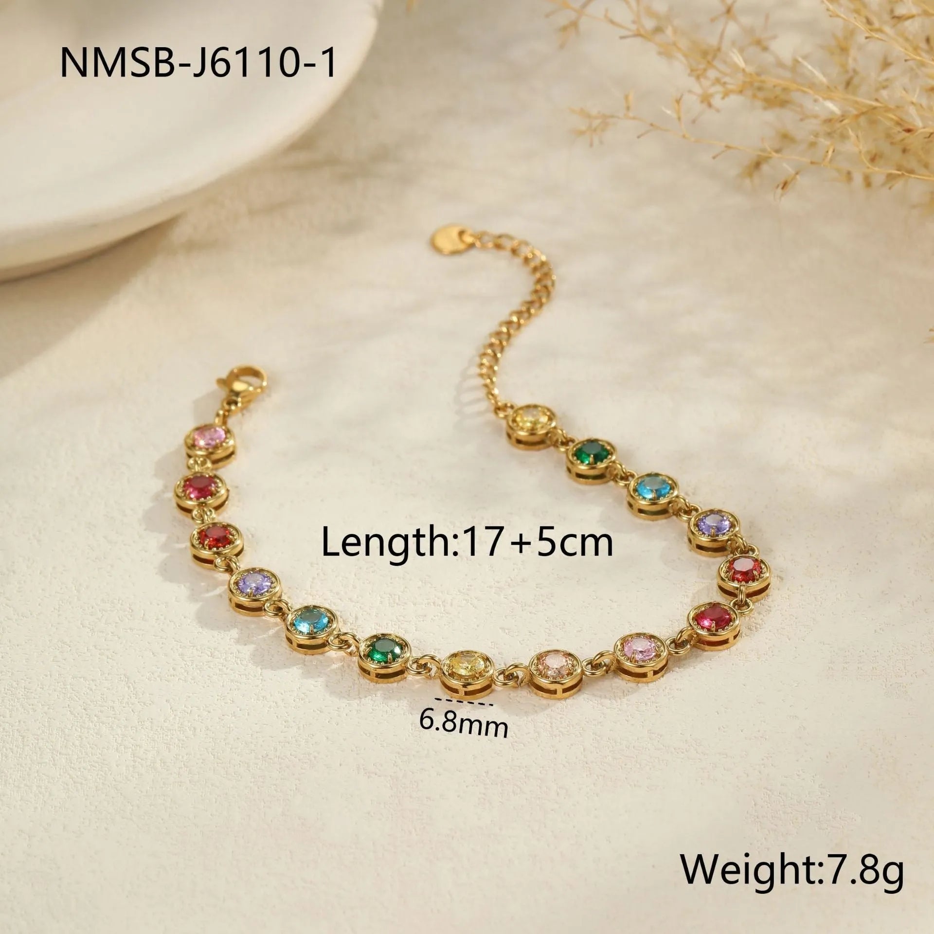 Women's geometric stainless steel bracelet in gold or silver colour with heart, circle and square designs