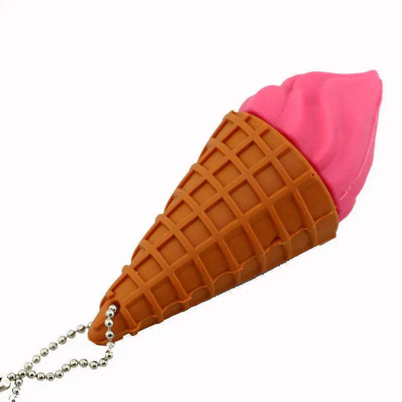 Mini ice cream USB flash drive with pink plastic casing and USB connector