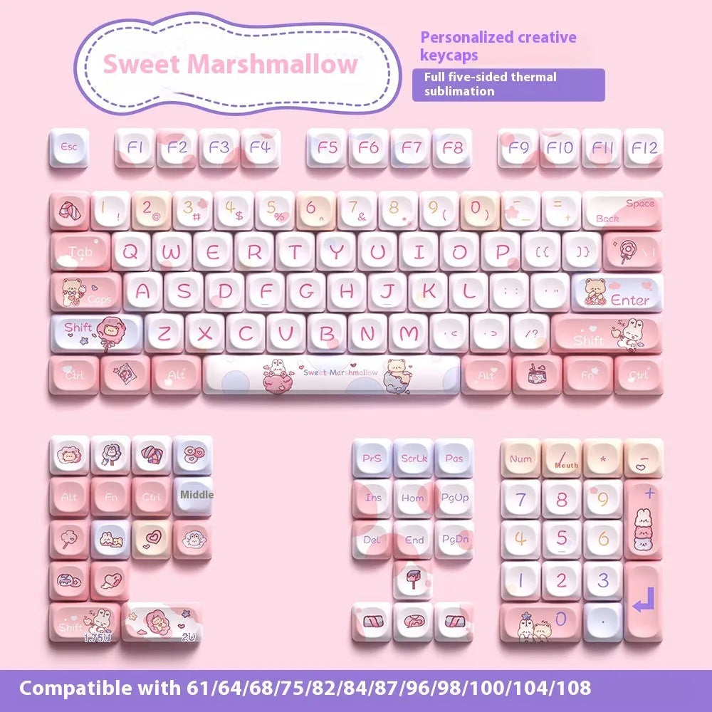 Sweet cotton candy mechanical keyboard keycap set with 112 or 120 key options