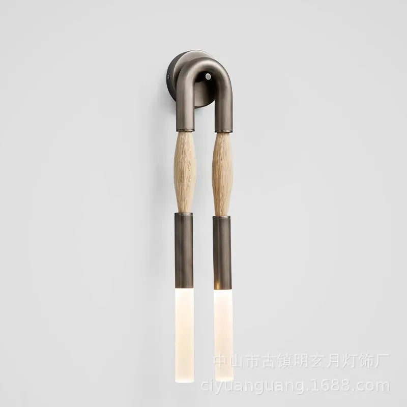 Horse hair wall chandelier with iron body, shown in black, copper, or nickel, 220V wall light
