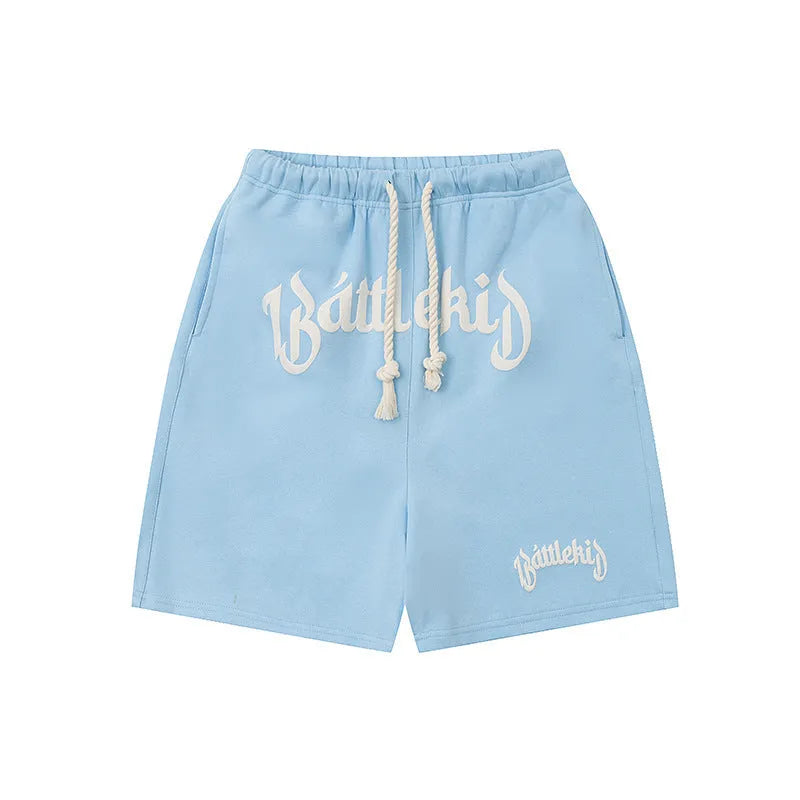 Men's loose-fit hip hop shorts in cotton blend fabric, cropped length, multiple colours