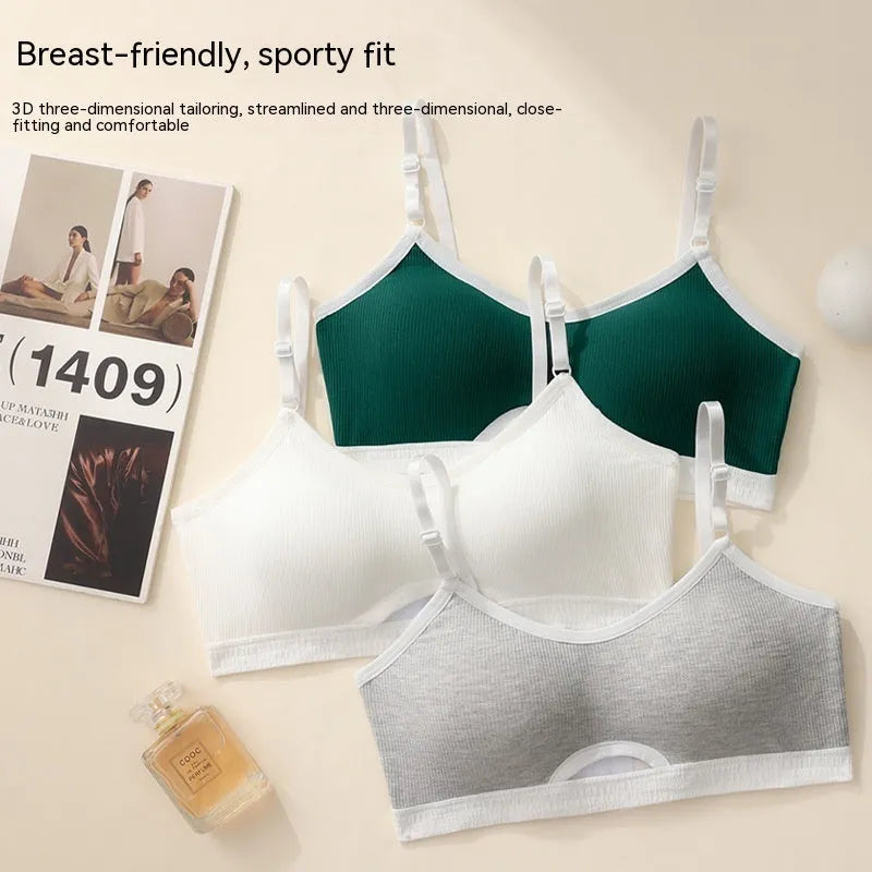 Beauty back contrast colour sports underwear vest set with underwired tube top and chest pads