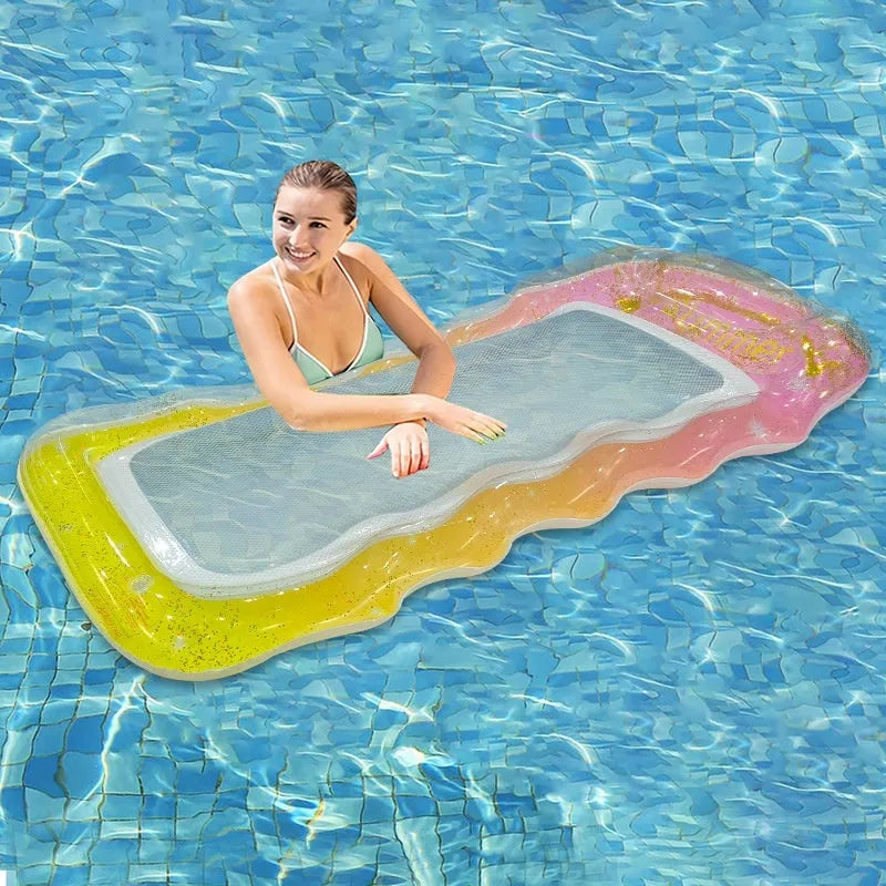 PVC inflatable floating row with sequins in gradient colours for pool and beach use