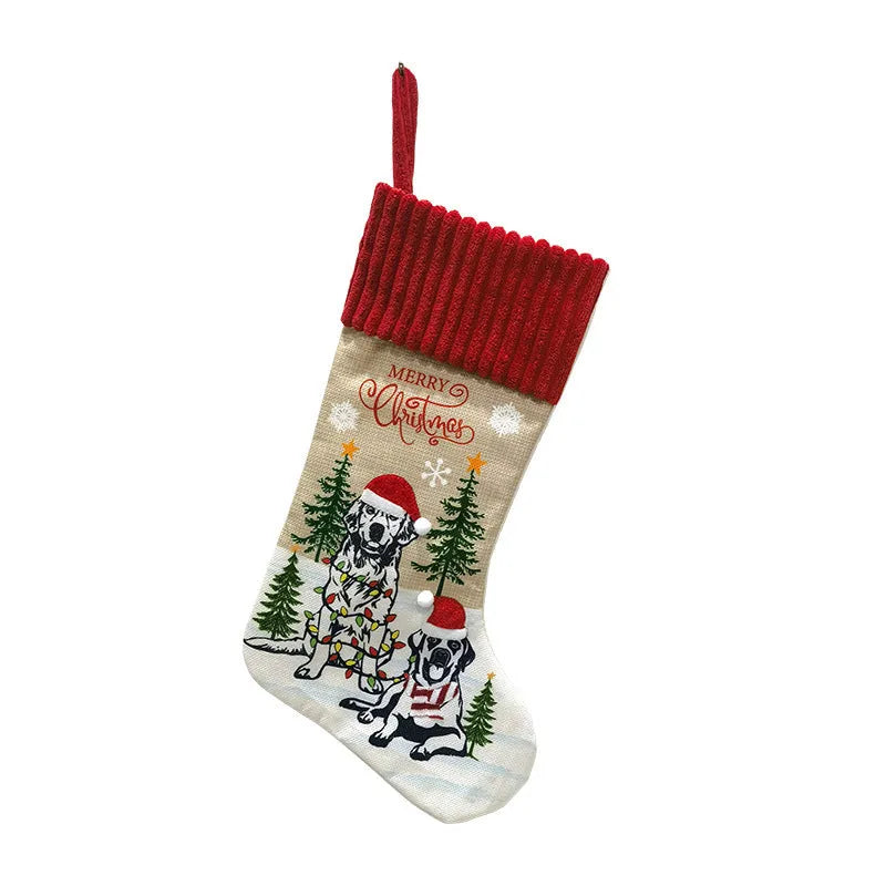 Cloth Christmas tree pendant gift bag with rustic American pastoral design