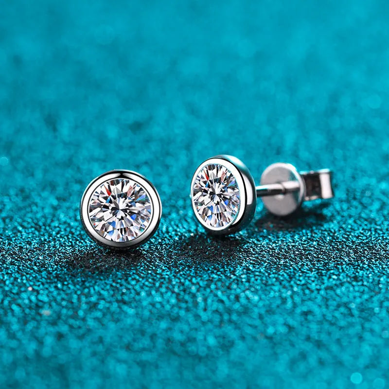Women's geometric 925 silver gold plated earrings with moissanite or zircon gemstone options.