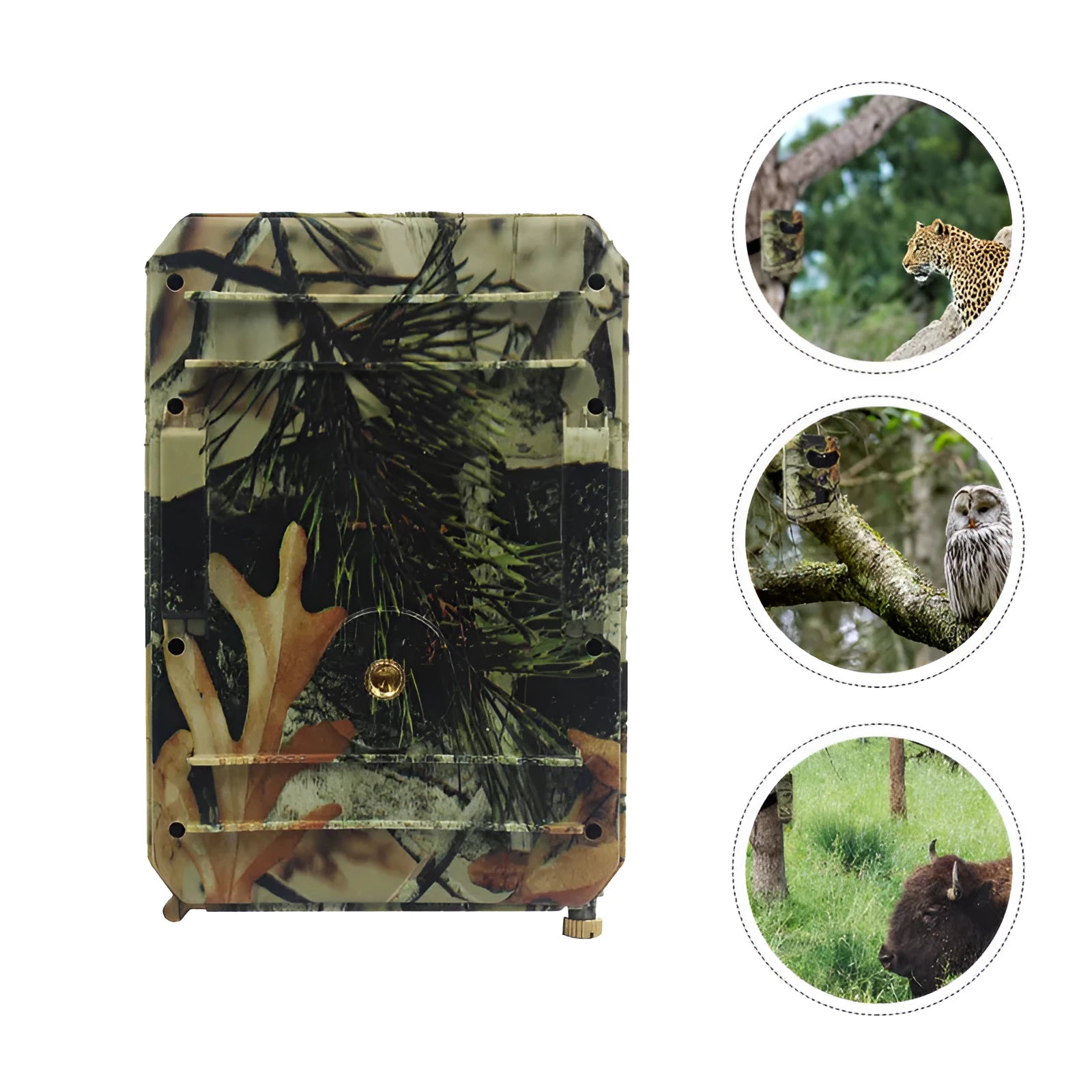 Yellow brown 16MP hunting game camera with infrared night vision for outdoor wildlife monitoring