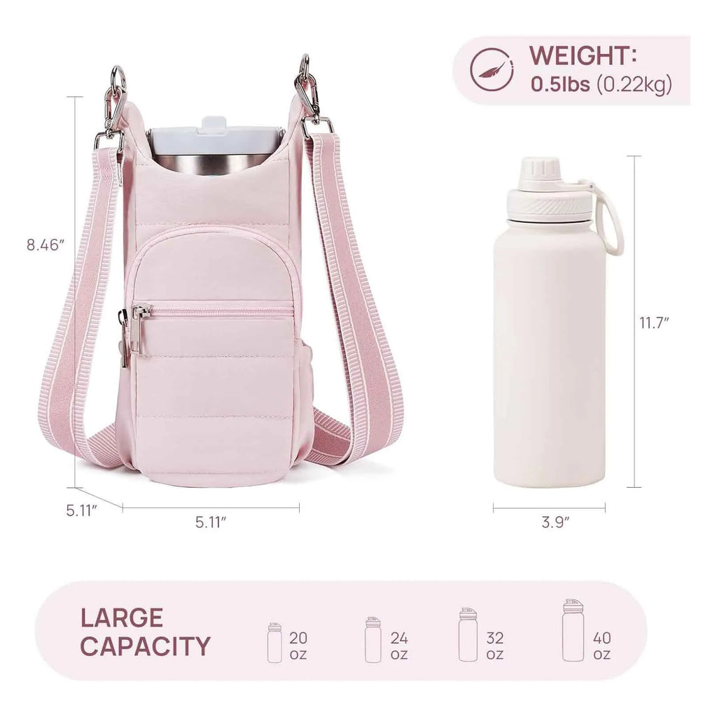 Cloth bicycle water bottle bag in black pink beige colours with modern simple design